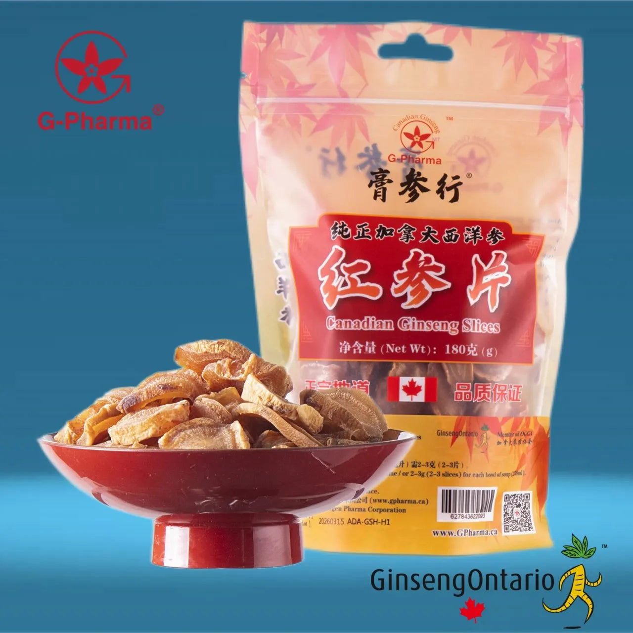 G-Pharma® American Ginseng thick slices (red ginseng, 180g)