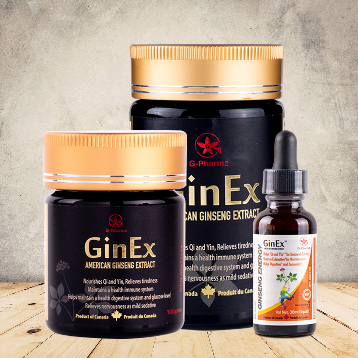 GinEx® 萃取濃縮液和滴管 (240g + 100g +30ml) 組合