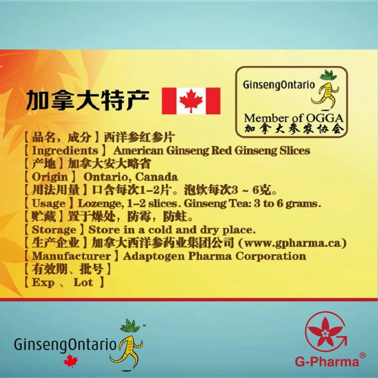 G-Pharma® 西洋参薄片 (红参片，75克) 