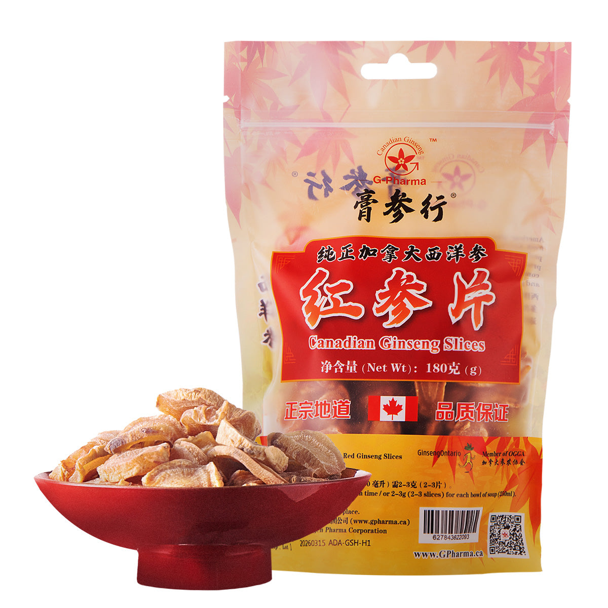 G-Pharma® 西洋参厚片 (红参片，180克) 